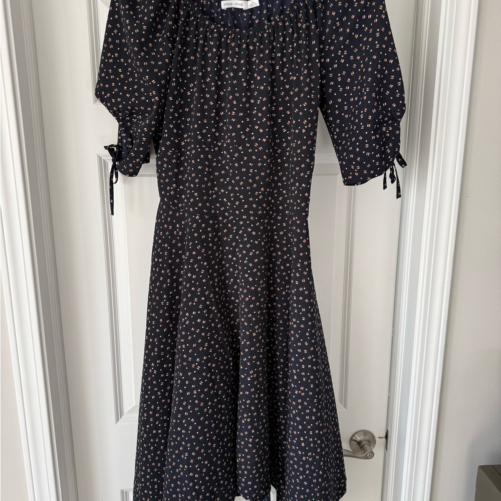 bishop + young Navy Floral Midi Dress